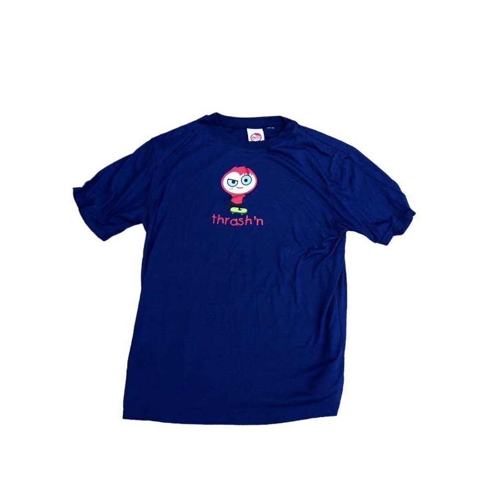 Vintage FRED IS RED Thrash'n Skateboarding T Shirt Men's MED Blue Short …​​